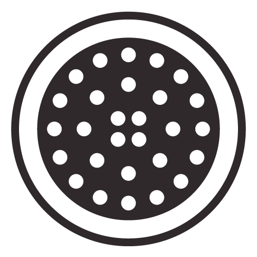 a black circle with white dots in it