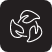 a white outline of three leaves connecting in a circle on a black background