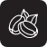 a white line drawing of Joe's Garage coffee beans on a black background
