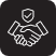 a handshake with a check mark on it in white writing on a black background
